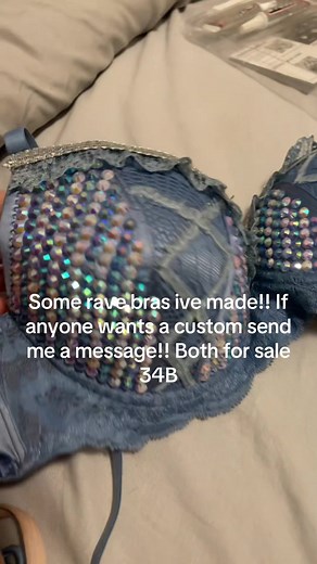 my depop is ravefairybras!! The pink is used so will be priced lower. Im happy to try to make any design u want any size!!! Send me a message! Pink bra is $55 blue is $60!!!! 🫶🫶🫶🥰💗 #rave #beyondwonderland #edc #ravebra #raveoutfit