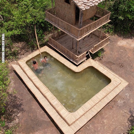 4.3K views · 62 reactions |  How to Build a Jungle Shelter House With Pools Using Bamboo Part 70 | Survival Builder Viral | Facebook