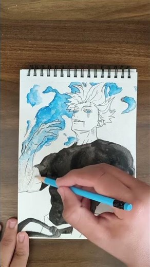 Gojo saturo mixed media drawing #anime #art #gojo