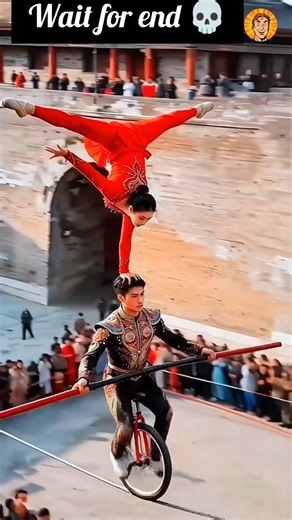 Extreme Tightrope Duo Stunt 🫣– Must Watch 🤯#shorts #circus #hindisong