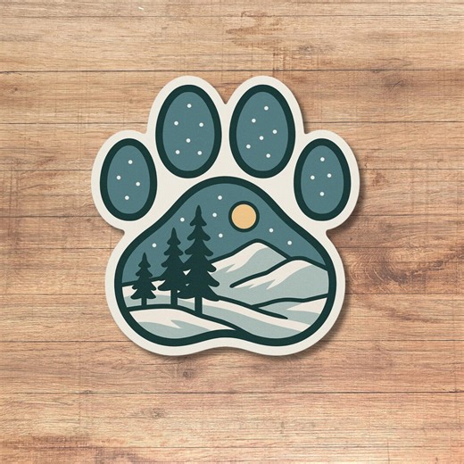 Winter Trail Dog Paw Print Vinyl Sticker: Hiking Dog Decal for Water Bottles, Laptops and Journals - Etsy
