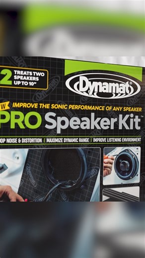 The Pro Speaker Kit by #Dynamat makes upgrading your sound system as easy as 1-2-3. 🔥 Three highly-specialized materials work together to bring more volume, bass response, and clarity to any speakers -- from bone stock to brand new luxury. 🔈 Dynamat Xtreme -- tightens up the surrounding metal, preventing disturbances from vibration and road noise 🔈 Dynamat Back Wave Foam -- soaks up lost sound behind the door panel, preventing back wave distortion 🔈 Dynamat Speaker Ring Strips -- cut-to-size