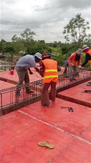 Reinforcement work for first beam and slab #excavator #siteoffice #design VID 20250815 160248