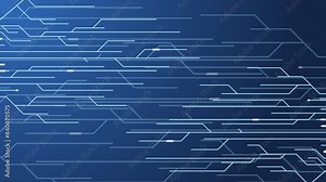 Glowing circuit board lines animation. Abstract technology circuit board. Digital circuit board elements. Modern tech design. Motion graphic