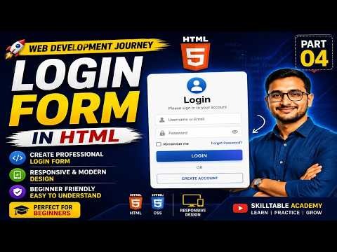 HTML Login Form Tutorial in Hindi | Create Responsive Login Page | Web Development Journey Part 04