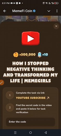 How I Stopped Negative Thinking and Transformed My Life | MemeGirls | Memefi Youtube Video Code