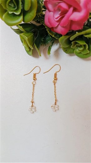 Pearl Beads Long Earrings😱😱😱 Handmade #youtube #diy #short #jewellery #easy