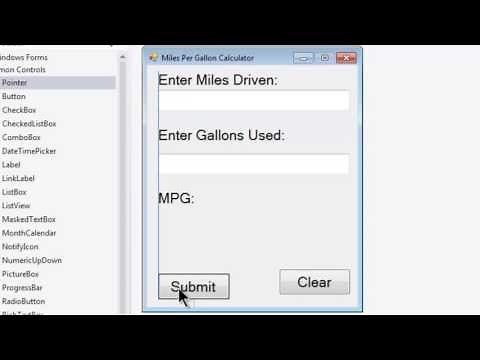 VB Express 2012 Desktop Tutorial 3 - MPG Calculator - Form Setup - Miles Per Gallon