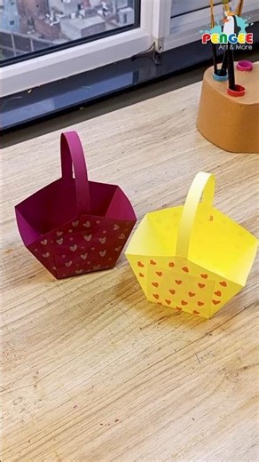 Make a Cute Paper Basket in 1 Minute! ✂️🧺 | Easy DIY Paper Craft for Kids 🎨✨