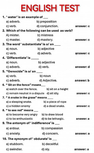 English Test 10 MCQS with Answers #fblifestyle | Franklin - Online LET, CSE, IELTS & Celpip Private Tutorial