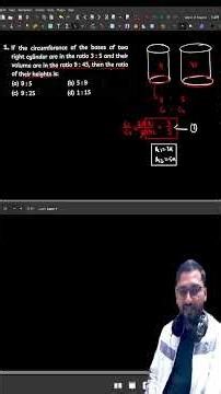 Cylinder Volume Ratio Trick: Radius (2:3) & Height (5:3) | Mensuration Class 9/10