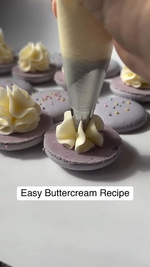 ** Easy American Vanilla Buttercream Recipe ** Vanilla filled macaron...