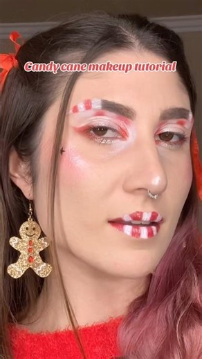Candy cane makeup tutorial ❤️🤍❤️🤍 #christmas #christmasmakeup
