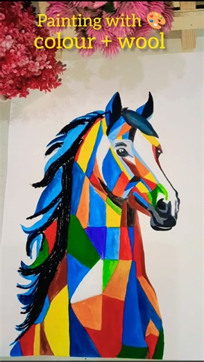 Painting with 🎨 Colour + wool creative Art