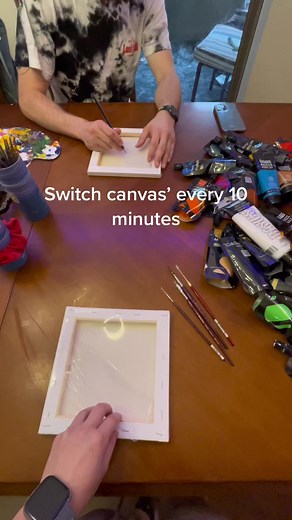 Couples Painting Challenge: Switching Canvases Every 10 Minutes!