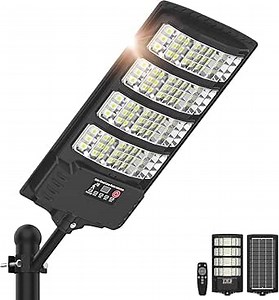 Sunwish Solar Lights Outdoor Waterproof–6500K LED Street Lights with Motion Sensor & Remote, Dusk to Dawn Flood Lights, Wide Angle Illumination Solar Parking Lot Lights for Yard, Patio, Garage