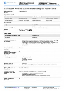Power Tools Safe Work Method Statement (Free + editable SWMS)
