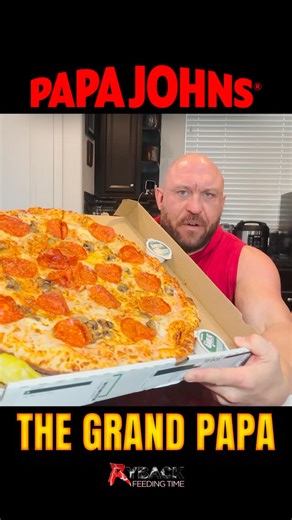 Ryback Reeves on Instagram: "This week on Feeding Time, I went BIG. 🍕🔥 I took on the 18-inch Papa John’s Grand Papa Pizza, stacked with classic pepperoni, a rich three-cheese blend, and added mushrooms for extra flavor. Crispy crust, melty cheese, massive slices, and a whole lot of hunger. This one was all about size, taste, and seeing what it really takes to Finish It. 👇 Comment below: Have you had it? Could you finish it? What do you want to see on the next Feeding Time? And that’s the last