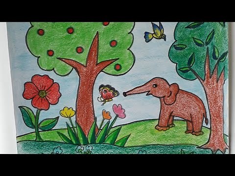 easy forest drawing for kids