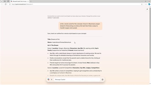 Microsoft Copilot Course Section 34 Writing Movie Scripts