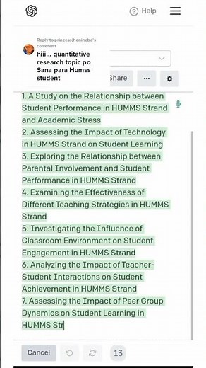 QUANTITATIVE RESEARCH TITLE IDEAS RELATED TO HUMMS STUDENT