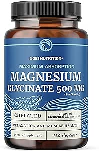 Magnesium Glycinate 500mg | High Absorption | Chelated for Muscle Relaxation, Bones, Heart, Nerve, Sleep & Calm Support for Women & Men | Magnesium Chelate Supplement & Bisglycinate Complex | 120ct