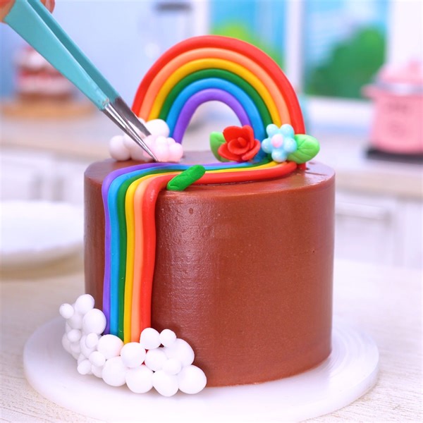 10K views · 370 reactions | Fancy Miniature Fondant Rainbow Chocolate Cake | Cake Lovers | Facebook