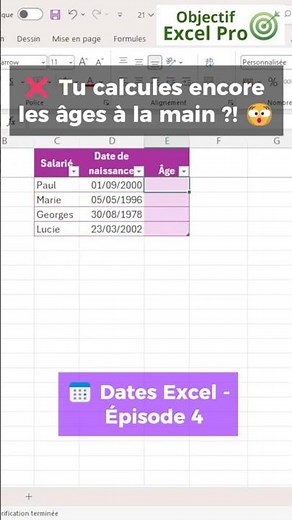 Excel : Calcul de l’âge ! #objectifexcelpro #excel