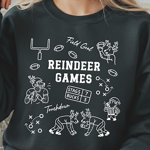 Reindeer Games Football Doodle PNG | Christmas Sports Clipart Black White | Holiday Hand Drawn Doodle Clipart - Etsy Canada