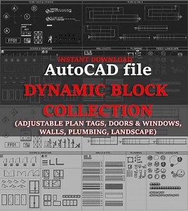 Autocad Dynamic Blocks Collection: Doors, Windows, Plumbing (metric) - Etsy