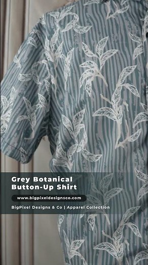 Grey Botanical Button Up Shirt