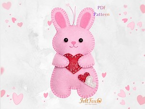 Felt Bunny Sewing Pattern PDF, Valentine’s Day Ornament,easy Beginner Hand Sewing Tutorial Felt Toy Diy|handmade Gift Decor Instant Download - Etsy