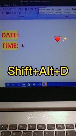 Date And Time Shortcut Keys || #windows #pc #msword