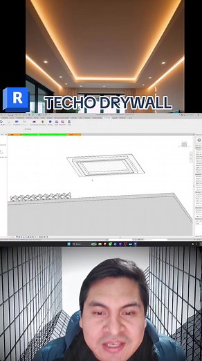 Techo drywall Revit: familia terminada y luces D5 Render
