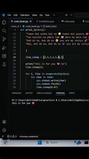 CodeBeats on Instagram: "You are my soniya 😍👀 #lyrics #music #viral #reels #python"