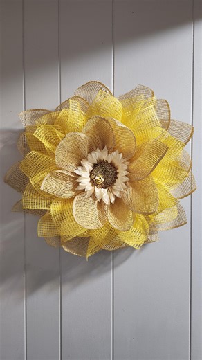 Sunflower Mesh Wreath – Handmade Burlap, Deco Mesh Door Decor – Bright Summer or Fall Farmhouse Style - Etsy