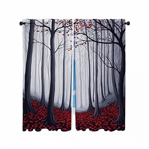 Forest Scene Window Curtain, Landscape Curtains, Dark Academia Custom Sizes, Mystical Window Treatment, Enchanted Home Decor - Etsy