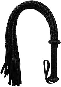 FST Leather Whip with Braided Handle Flogger BDSM Spanking Paddle Sex Toy for Couples Play