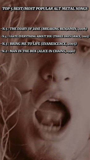 Top 5 best/most popular alt metal songs #fyp #music #rock #metal #altmetal #2000s #90s #deftones