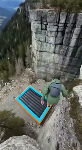 Handheld Cliff Jump POV | Real Inflatable Landing | Ultra-Realistic Documentary | AI Spectrix #short