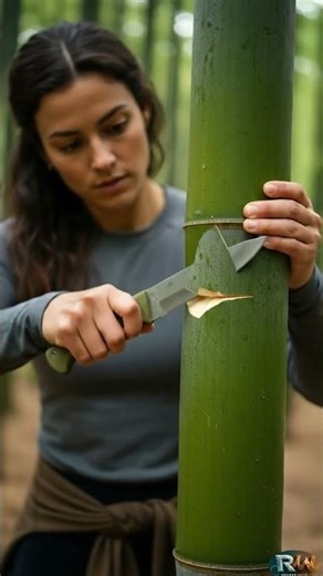 Extracting Water from Bamboo 🎋💧 #survival #creativesurvival #bushcraft