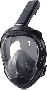 BEEK Full Face Snorkel Mask - with Newest Safe&Natural Breathing Technology Panoramic 180°View, Dry Top System, Mouthpiece Free, Camera Mount, Anti Fog & Anti Leak Design for Adult&Kids