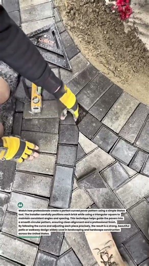 Perfect Curved Paver Layout Tool Trick #construction #paving #tools
