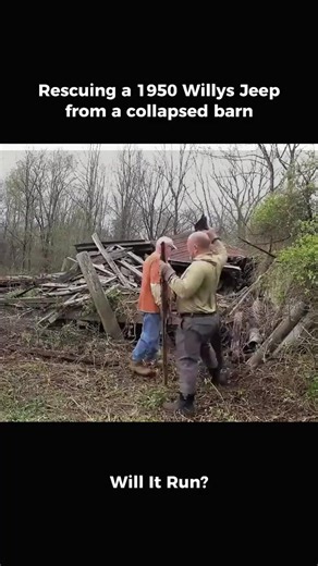 A 1950 Willys Jeep sitting 50 years from a collapsed barn!Will It Run?#willitrun #rescue #recovery #restoration #car #old #engine #tiktok #fyp #foryourpage | Tube restoration