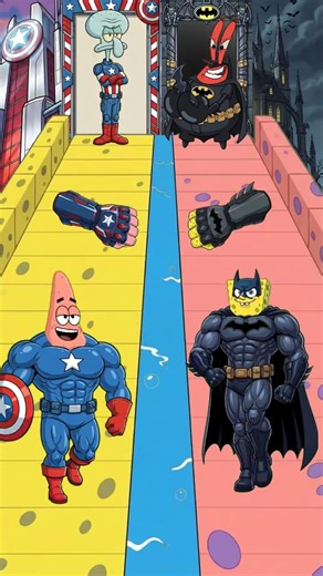 Batman SpongeBob vs Captain America Patrick