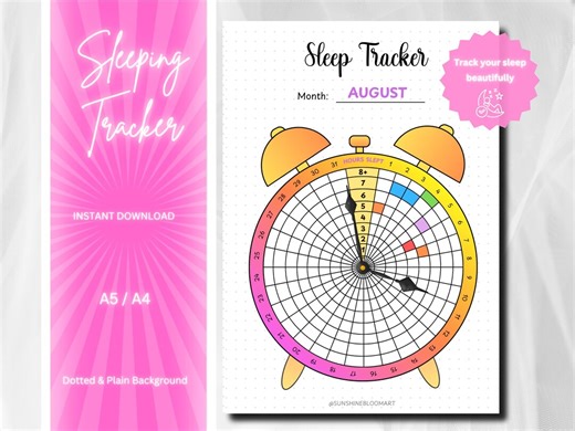 Sleep Tracker Printable | Circular Sleep Log | Monthly Sleep Chart | Bullet Journal Insert | Habit Tracker | Wellness Planner - Etsy