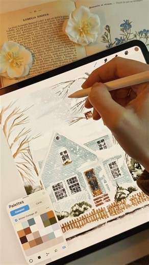 Draw with me ✏️❄️ Digital Watercolor in Procreate #procreate #watercolor