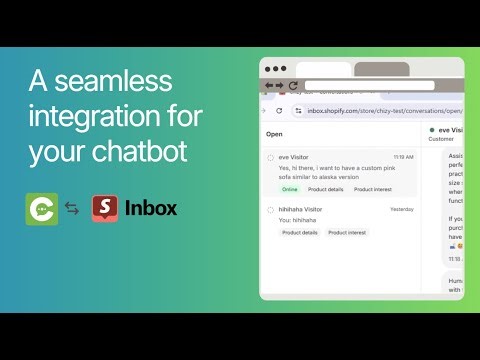 Chizy AI Chatbot – Integration with Shopify Inbox