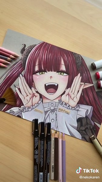 Finishing an Anime Drawing with Color Pencils
