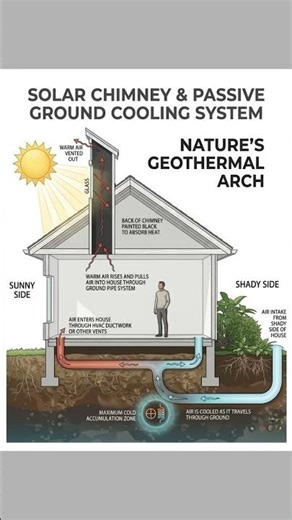 SOLAR CHIMNEY & PASSIVEGROUND COOLING SYSTEM #shorts #civilengineering065 #viral